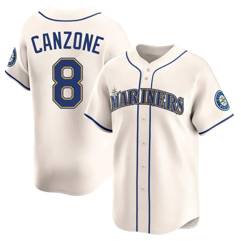 S.Mariners #8 Dominic Canzone Player Cream Home Limited Qdoa Stitched Jerseys