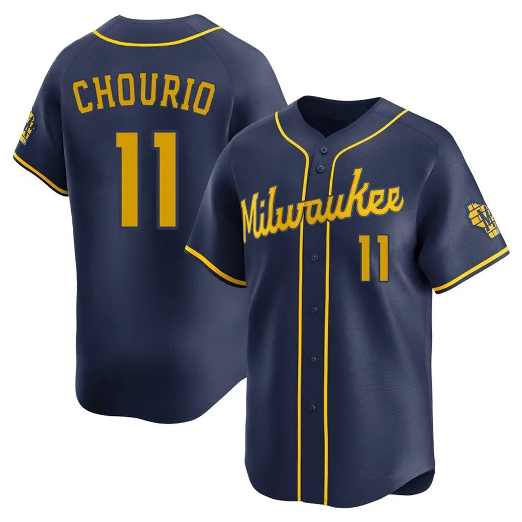 M.Brewers #11 Jackson Chourio Player Navy Home Limited Qdoa Stitched Jerseys