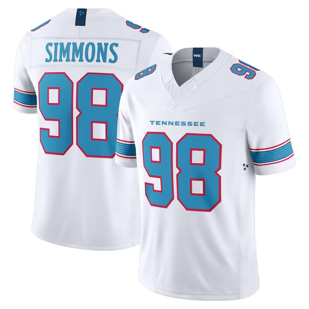 T.Titans #98 Jeffery Simmons Player White Limited Vapor F.U.S.E. Home Game Qdoa Stitched Jerseys