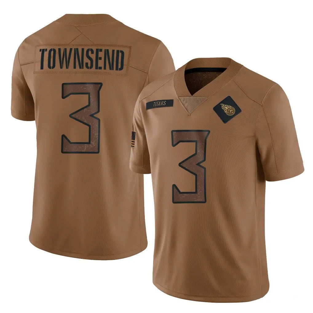 T.Titans #3 Tommy Townsend Player Brown Limited Salute to Service Home Game Qdoa Stitched Jerseys