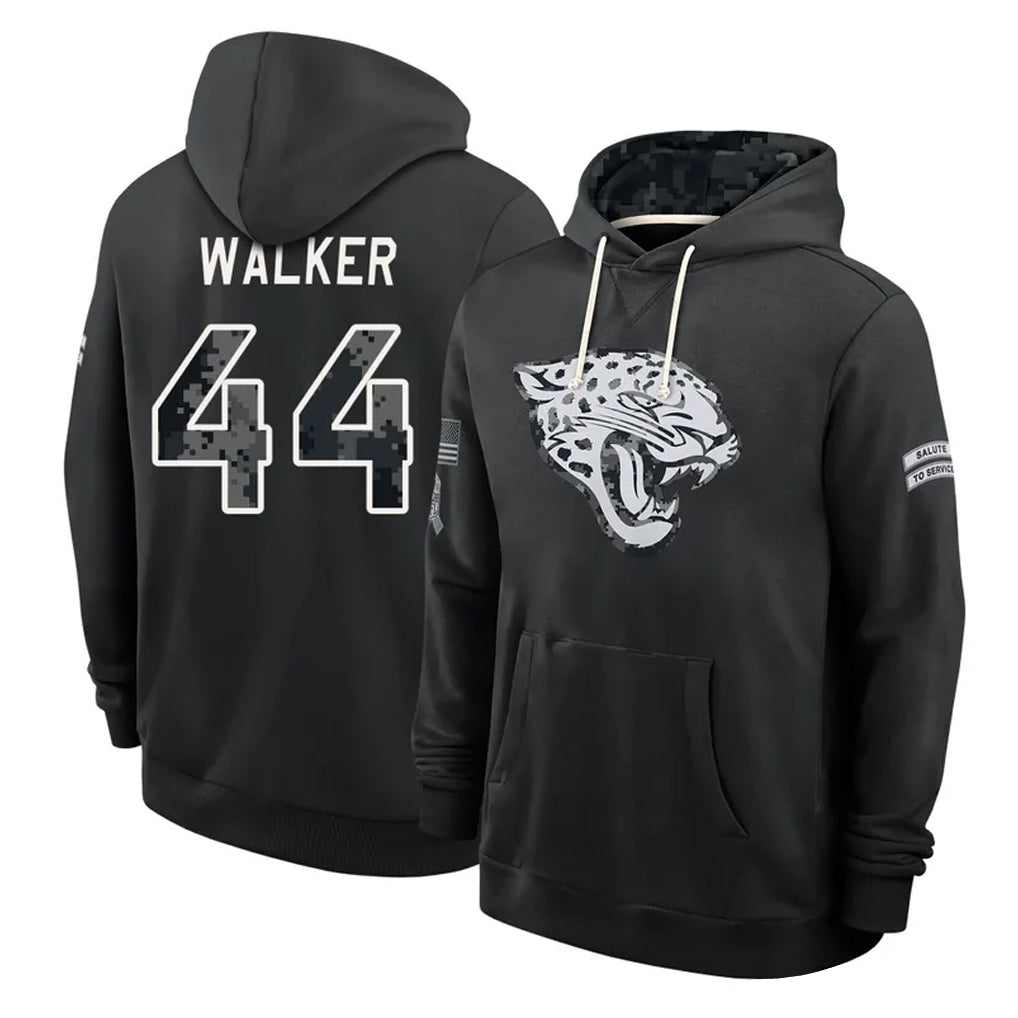 J.Jaguars #44 Travon Walker Player 2026 Black Logo Pullover Hoodies Limited Game Qdoa Stitched Jerseys