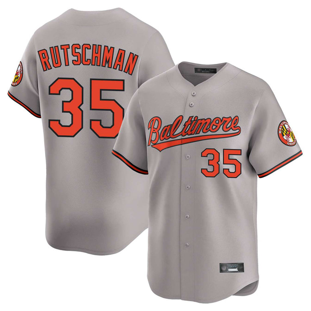 B.Orioles #35 Adley Rutschman Player Gray Limited Home Game Qdoa Stitched Jerseys