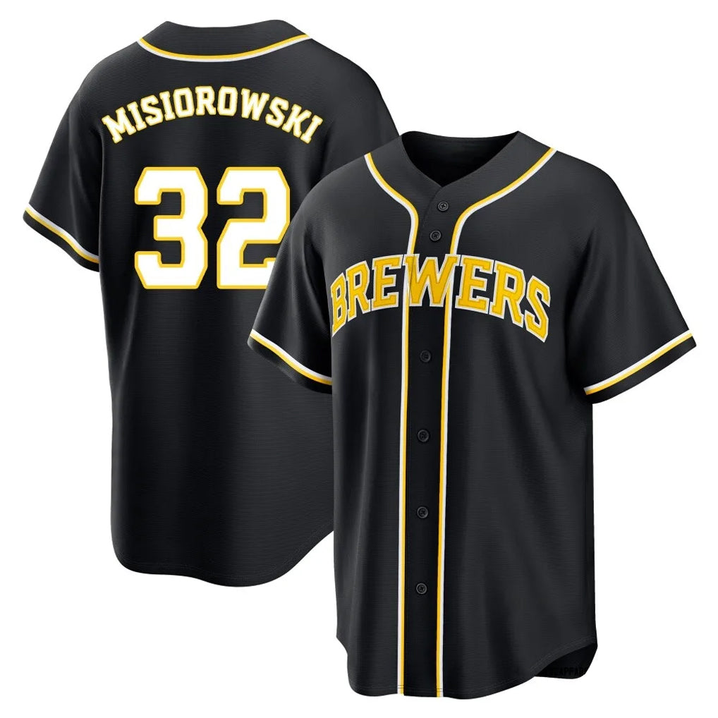 M.Brewers #32 Jacob Misiorowski Player Black Fashion Out Home Game Qdoa Stitched Jerseys