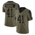 NO.Saints #41 Alvin Kamara Player Olive Salute To Service Limited Game Qdoa Stitched Jerseys