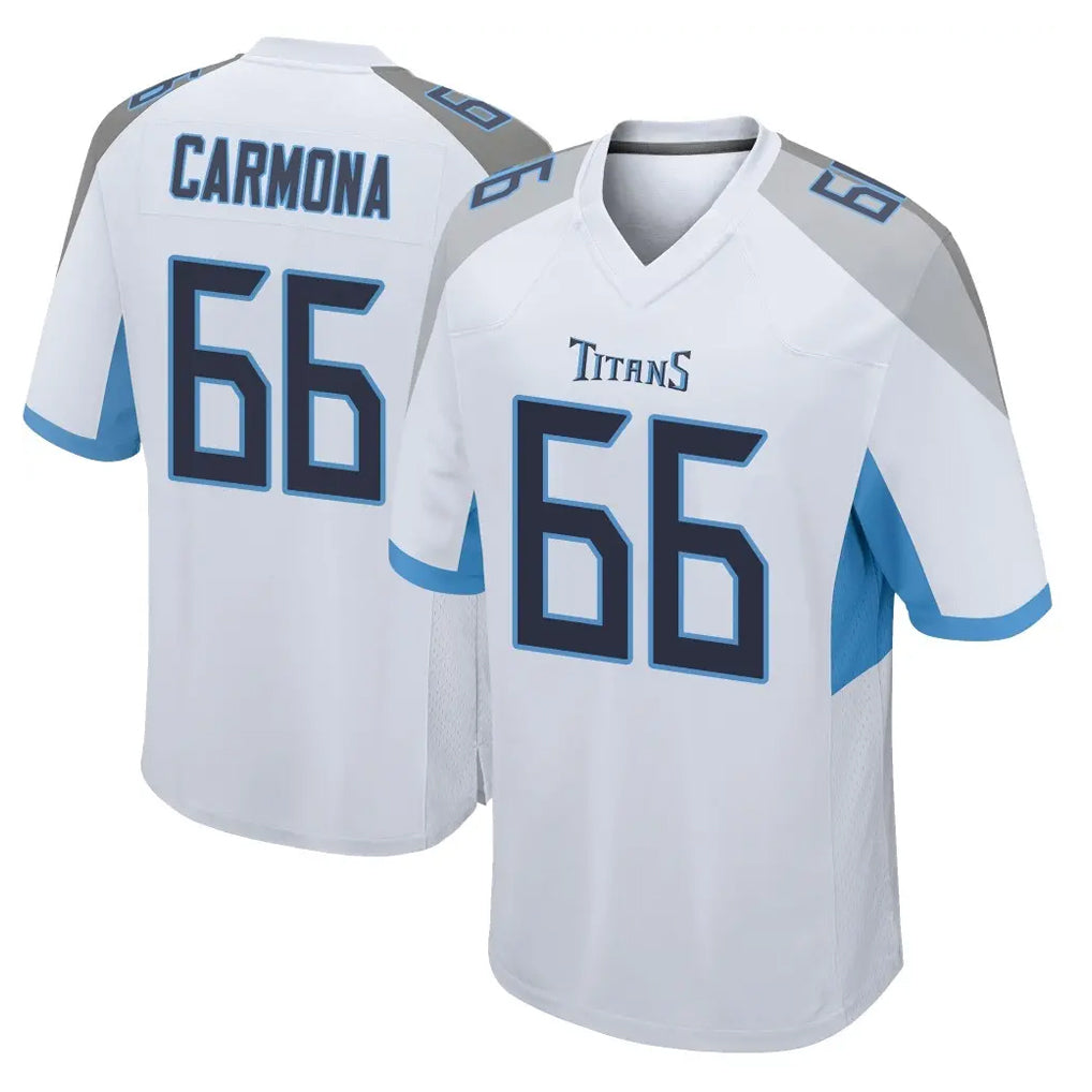 T.Titans #66 Fernando Carmona Jr. Player White Home Game Qdoa Stitched Jerseys