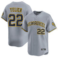 M.Brewers #22 Christian Yelich Player Gray Home Limited Qdoa Stitched Jerseys