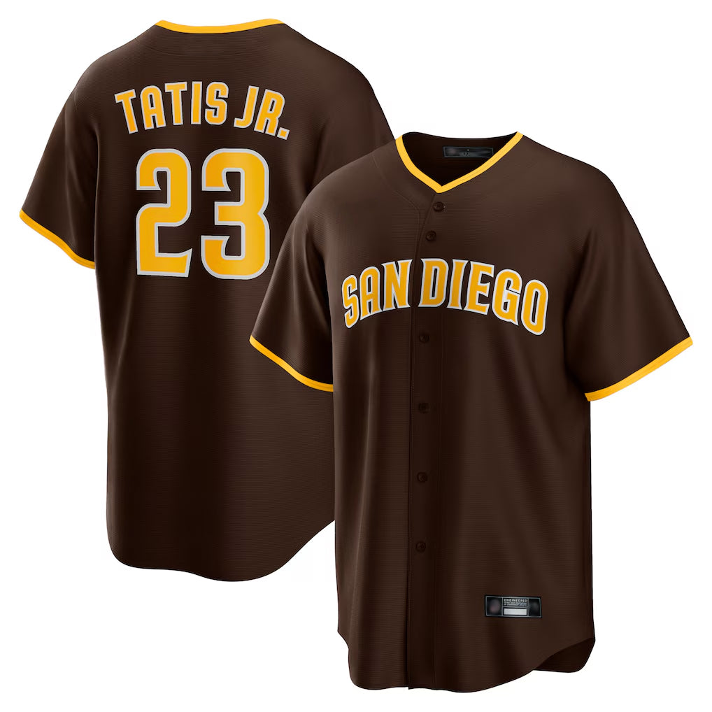 S.Diego Padres #23 Fernando Tatis Jr Player Brown Alternate Replica Game Qdoa Stitched Jerseys