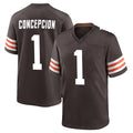 C.Browns #1 KC Concepcion Player Brown Home Game Qdoa Stitched Jerseys