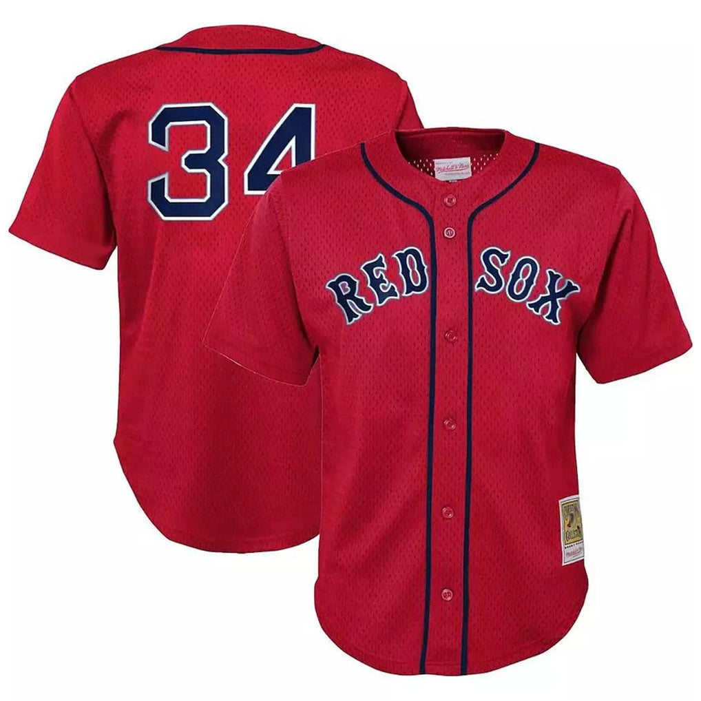 B.Red Sox #34 David Ortiz Player Red Mitchell & Ness Cooperstown Collection Mesh Home Qdoa Stitched Jerseys