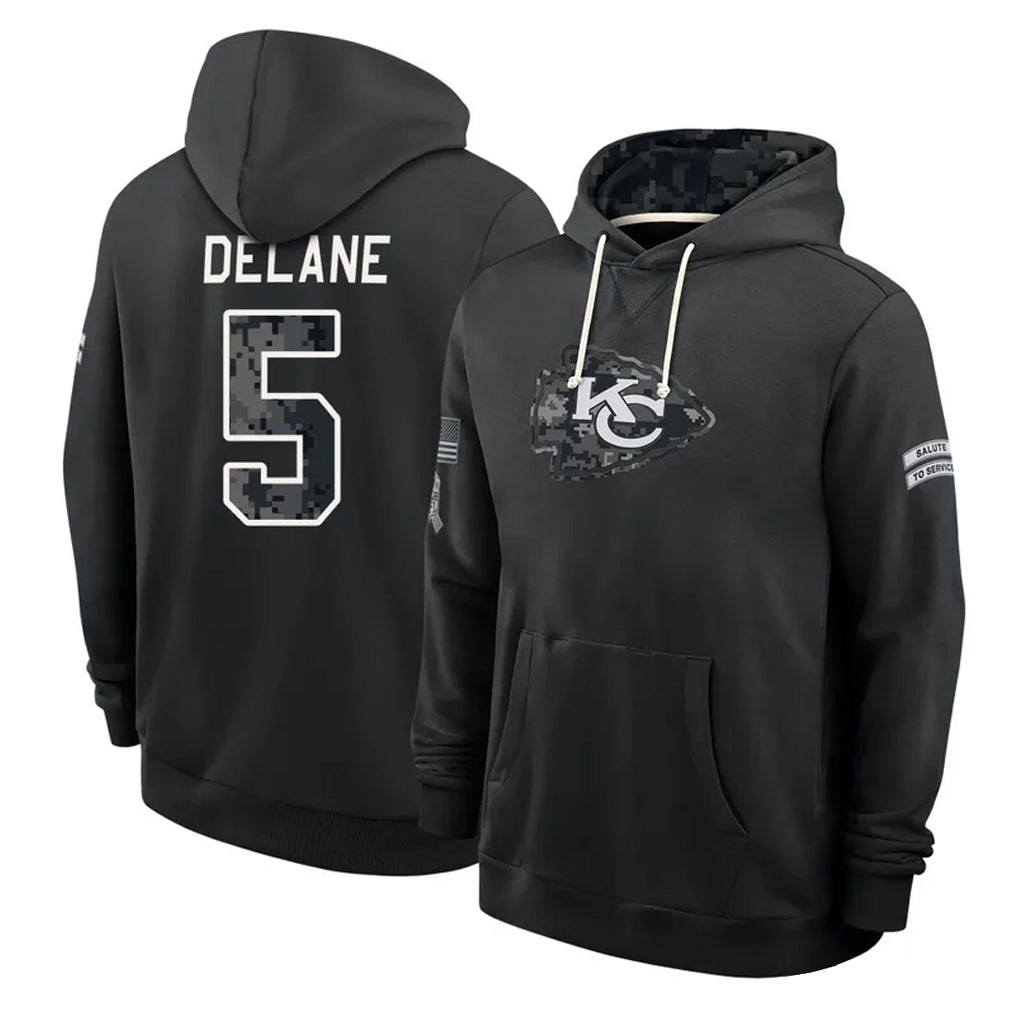 KC.Chiefs #5 Mansoor Delane Player 2026 Black Logo Pullover Hoodies Limited Game Stitched Jerseys