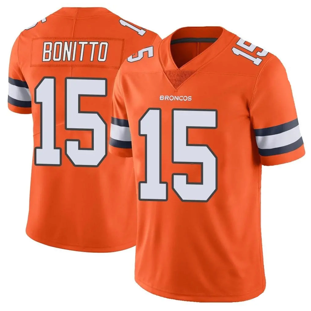 D.Broncos #15 Nik Bonitto Player Orange Vapor Untouchable Limited Home Game Qdoa Stitched Jerseys
