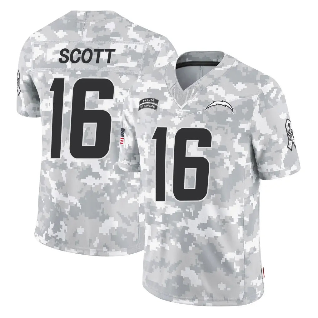 LA.Chargers #16 J.K. Scott Player Arctic Camo Salute To Service Limited Game Qdoa Stitched Jerseys