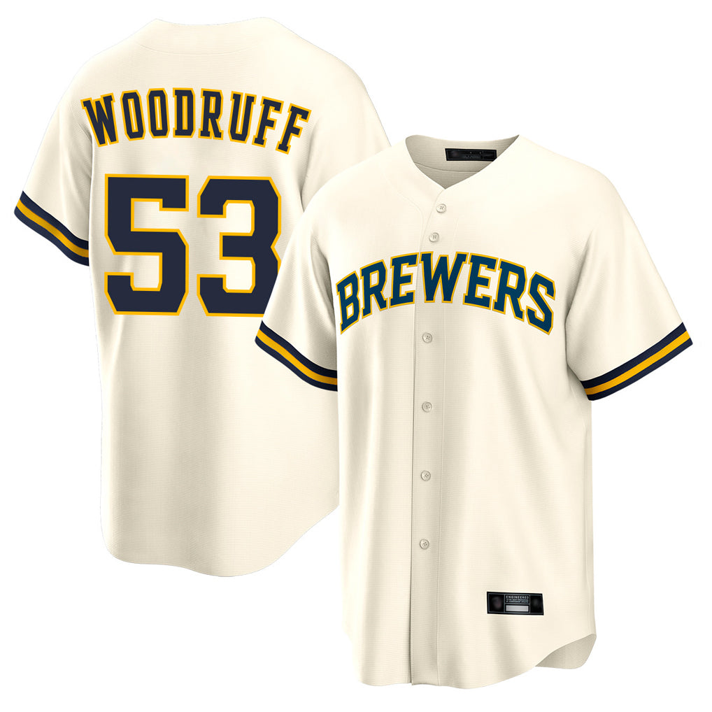 M.Brewers #53 Brandon Woodruff Player Cream Home Game Qdoa Stitched Jerseys