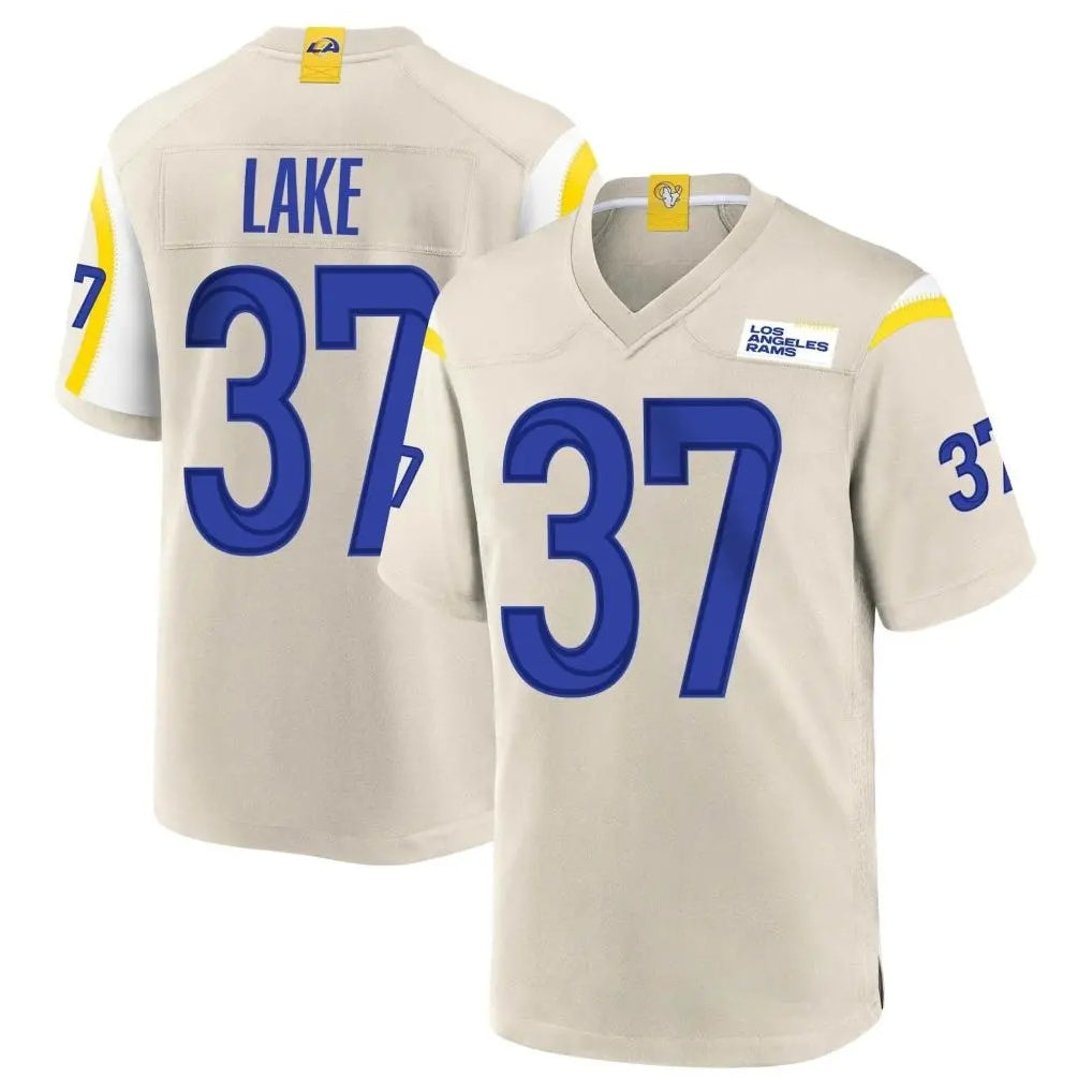 LA.Rams #37 Quentin Lake Player Bone Home Game Qdoa Stitched Jerseys
