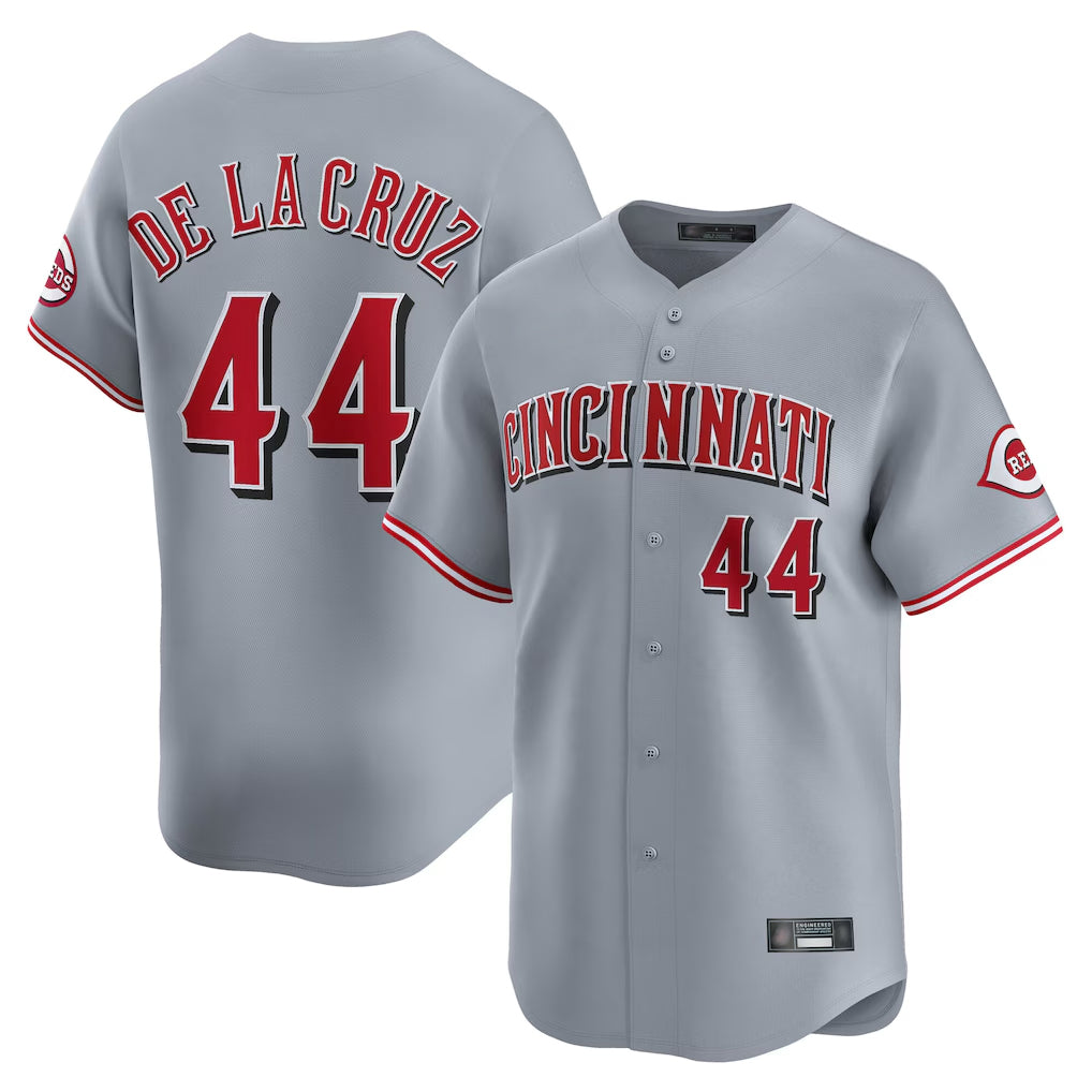 C.Reds #44 Elly De La Cruz Player Gray Home Limited Qdoa Stitched Jerseys