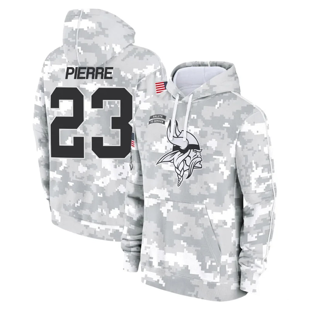 M.Vikings #23 James Pierre Player Arctic Camo Salute to Service Pullover Hoodies Limited Game Qdoa Stitched Jerseys