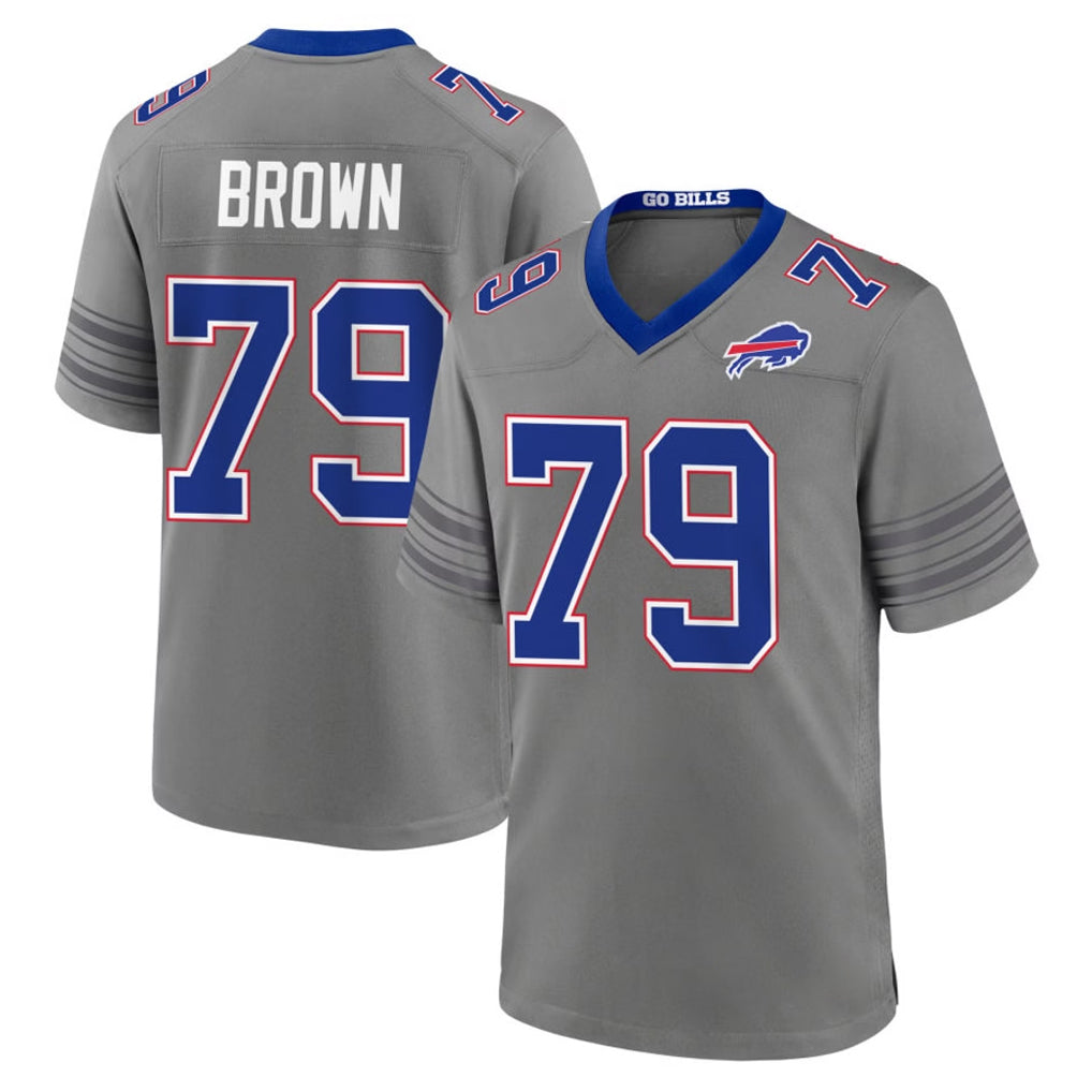 B.Bills #79 Spencer Brown Player Gray Nickel City Home Game Qdoa Stitched Jerseys