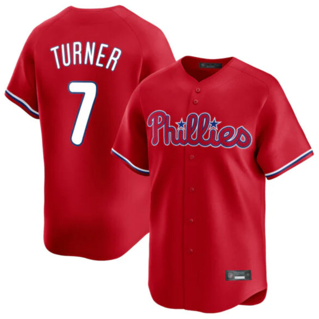 P.Phillies #7 Trea Turner Player Red Home Limited Qdoa Stitched Jerseys