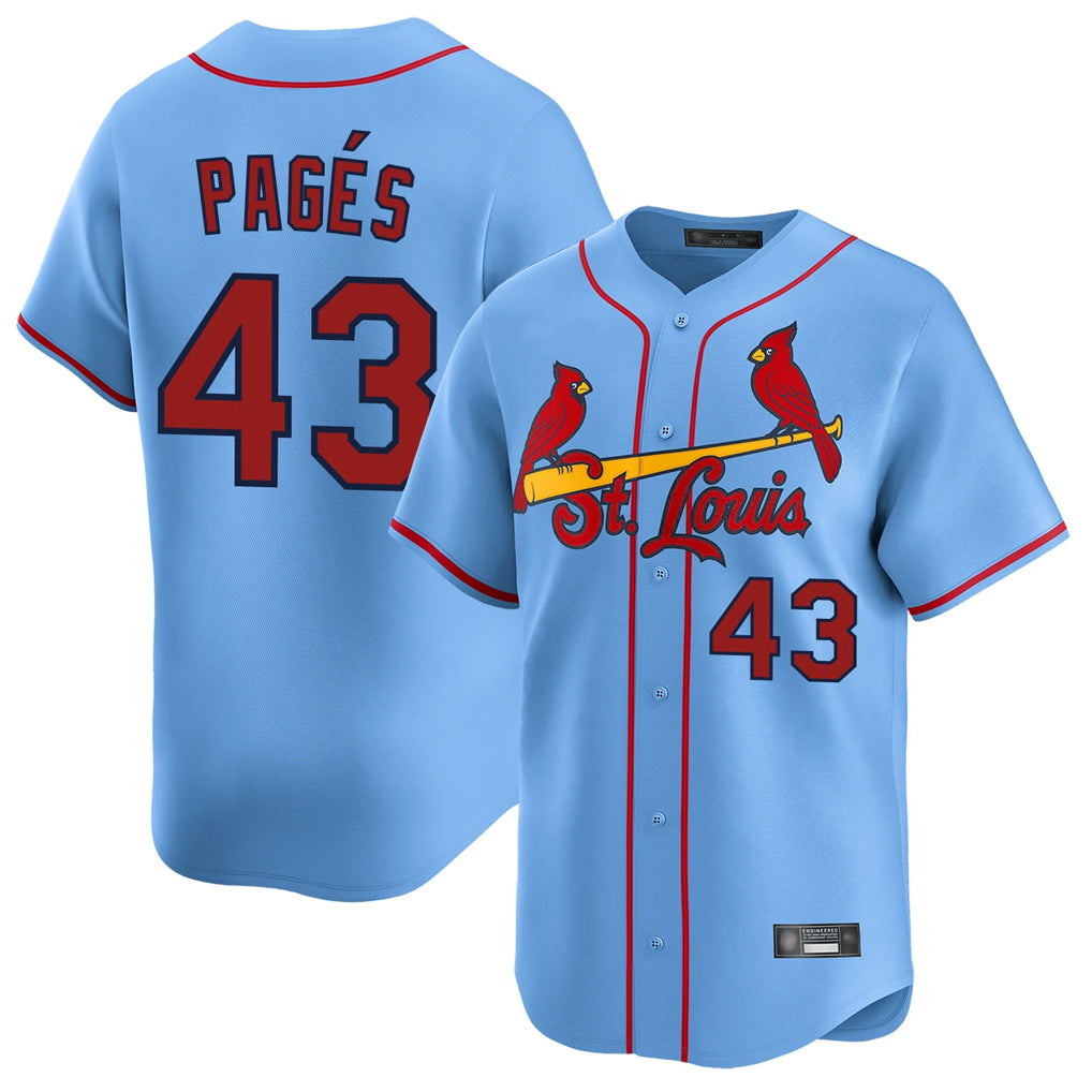 St. Louis Cardinals #43 Pedro Pages Player Light Blue Home Limited Qdoa Stitched Jerseys
