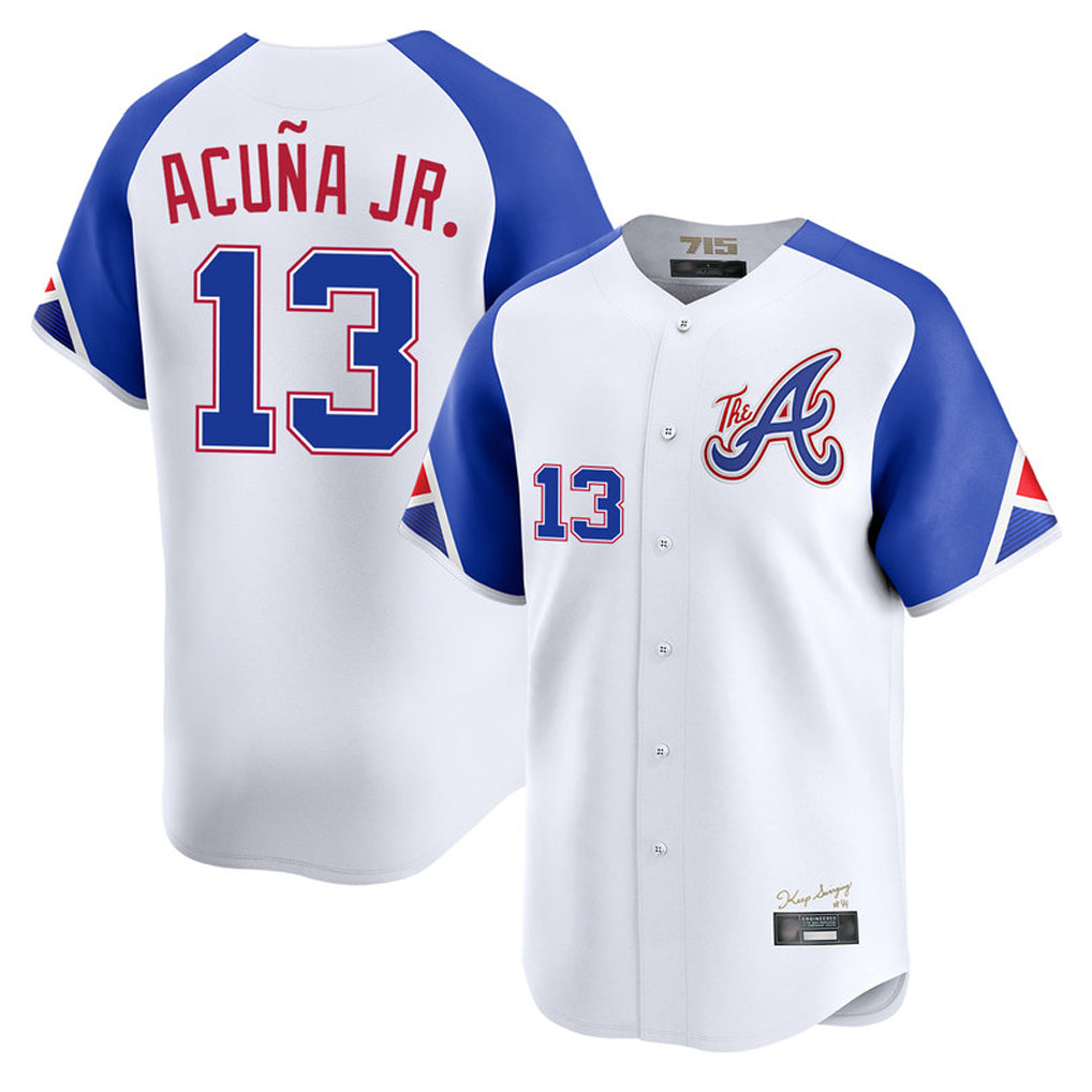 A.Braves #13 Ronald Acuna Jr Player White City Connect Limited Home Game Qdoa Stitched Jerseys