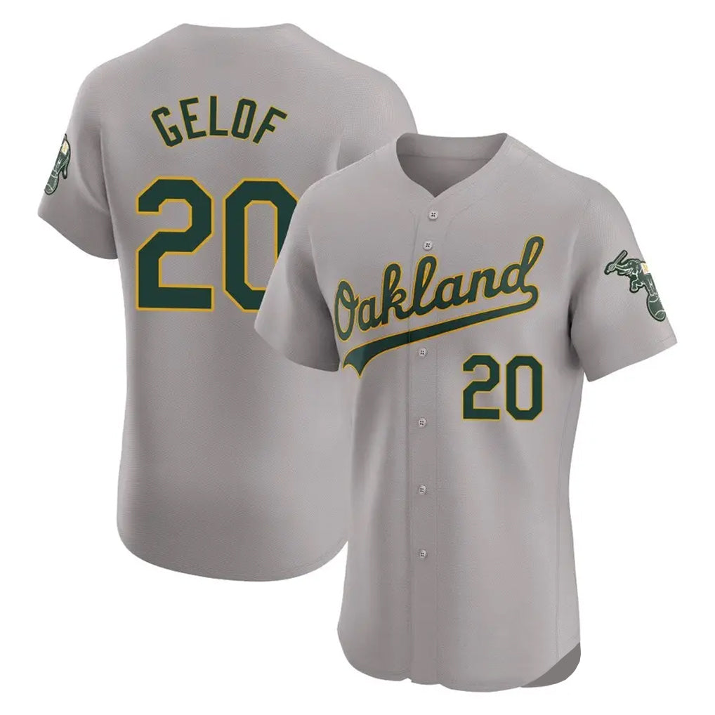 Athletics #20 Zack Gelof Player Gray Road Limited Elite Home Game Qdoa Stitched Jerseys