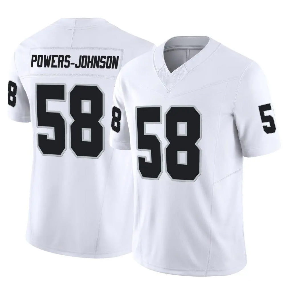 LV.Raiders #58 Jackson Powers-Johnson Player White Limited Vapor F.U.S.E. Home Game Qdoa Stitched Jerseys