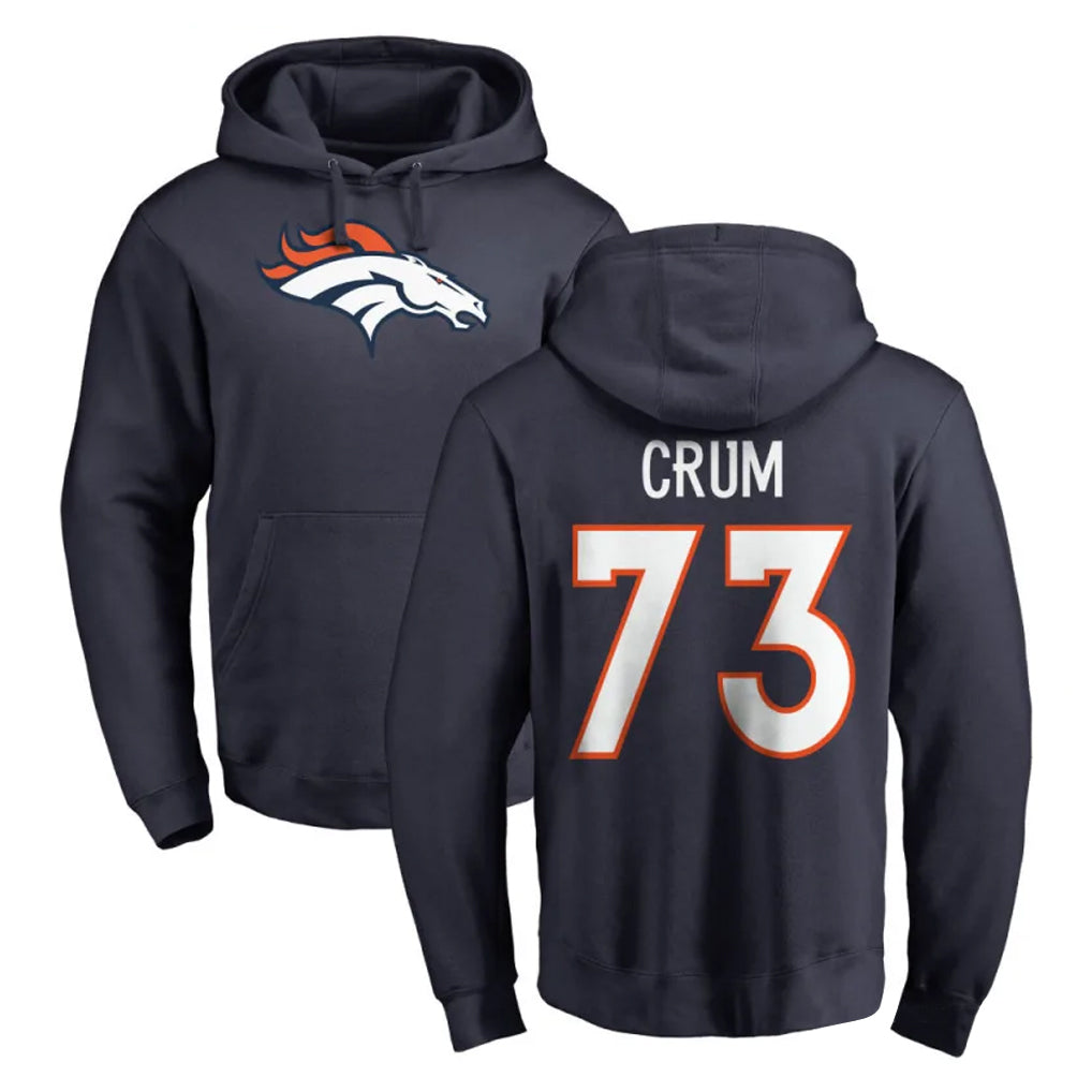 D.Broncos #73 Frank Crum Player Navy Pullover Hoodie Limited Qdoa Stitched Jerseys
