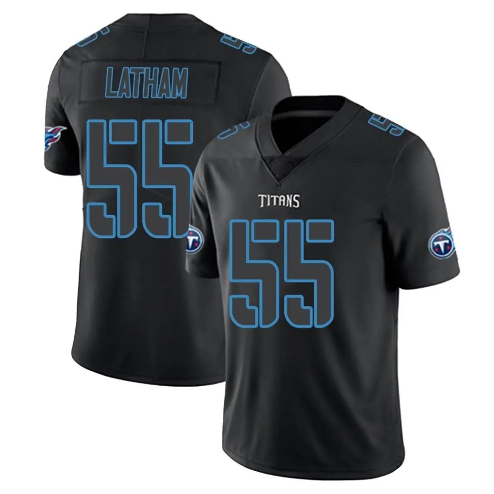 T.Titans #55 JC Latham Player Black Impact Limited Home Game Qdoa Stitched Jerseys