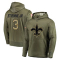 NO.Saints #3 Travis Etienne Jr. Player Olive Salute to Service Pullover Hoodies Home Game Qdoa Stitched Jerseys