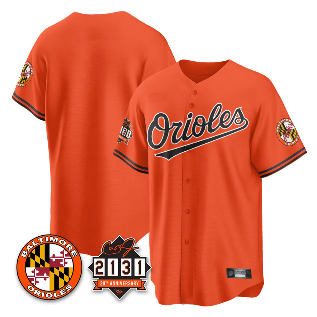 B.Orioles ## Orioles Blank Player Orange 30th Anniversary of 2131 Home Game Qdoa Stitched Jerseys
