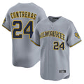 M.Brewers #24 William Contreras Player Gray Home Limited Qdoa Stitched Jerseys