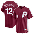 P.Phillies #12 Kyle Schwarber Player Red Cooperstown Collection Limited Home Qdoa Stitched Jerseys