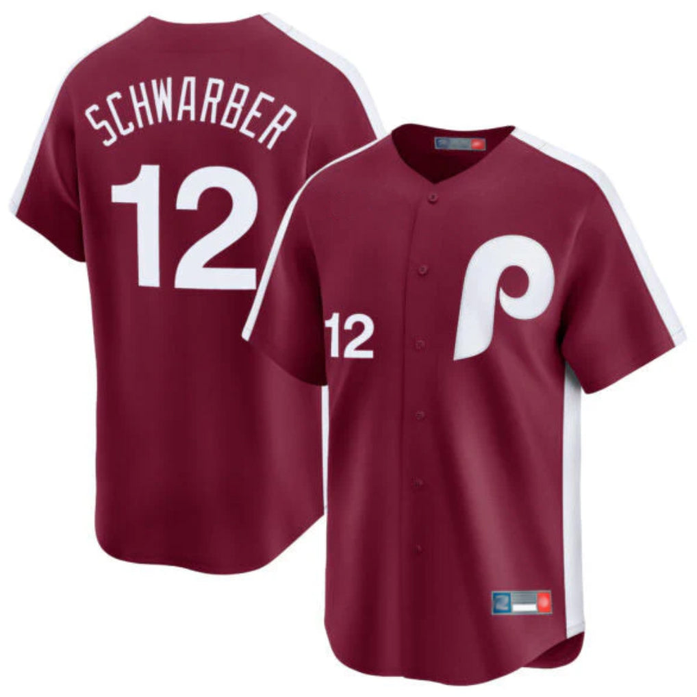 P.Phillies #12 Kyle Schwarber Player Red Cooperstown Collection Limited Home Qdoa Stitched Jerseys
