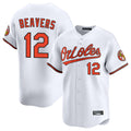 B.Orioles #12 Dylan Beavers Player White Limited Home Game Qdoa Stitched Jerseys