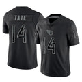 T.Titans #14 Carnell Tate Player Black Limited Reflective Home Game Qdoa Stitched Jerseys