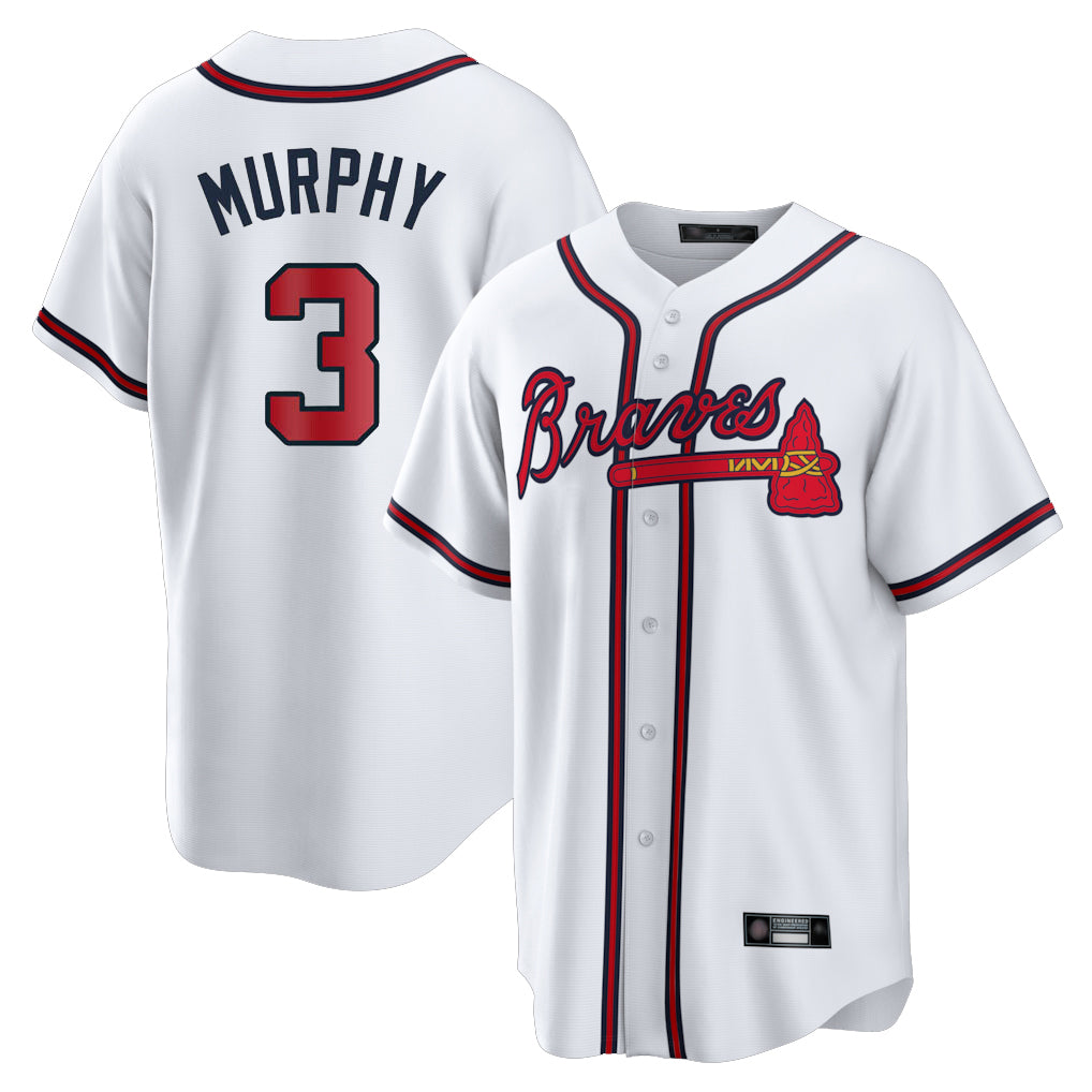 A.Braves #3 Dale Murphy Player White Home Game Qdoa Stitched Jerseys