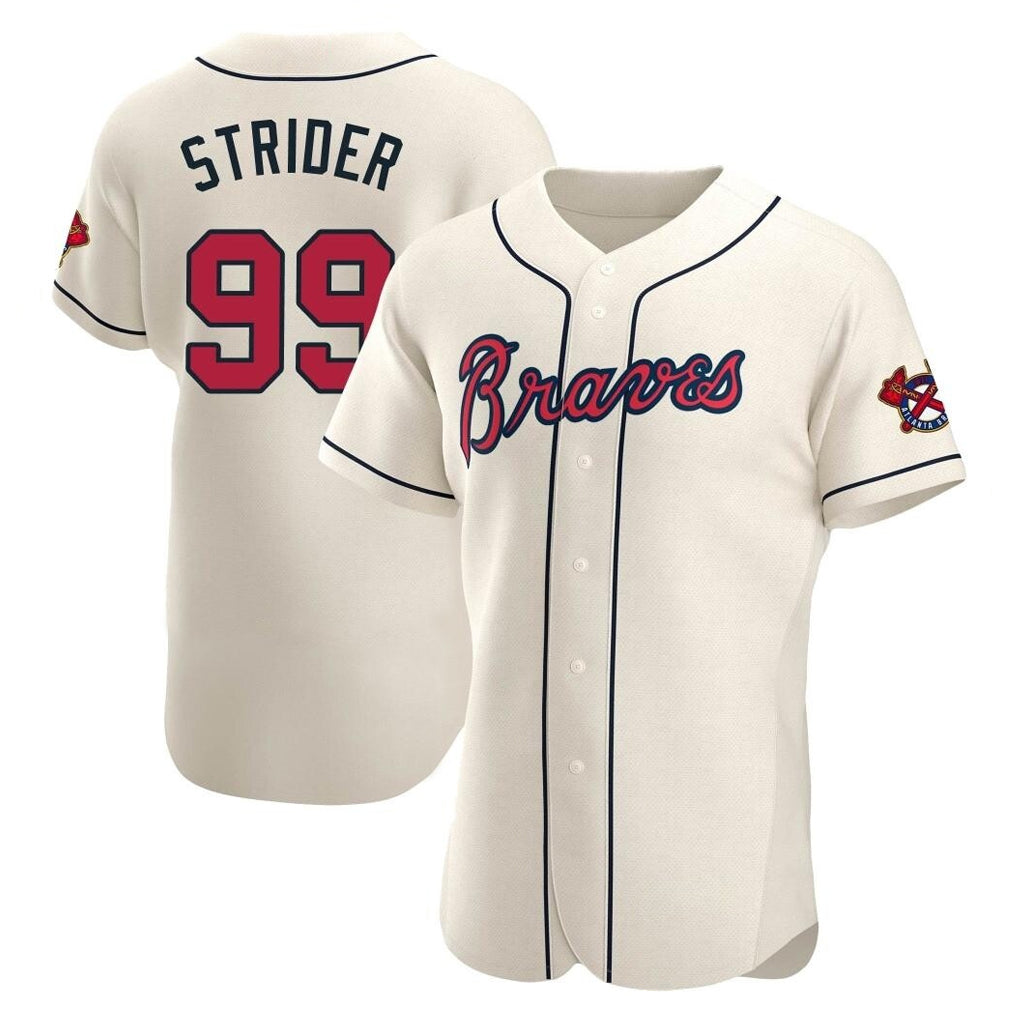 A.Braves #99 Spencer Strider Player Cream Limited Elite Home Game Qdoa Stitched Jerseys