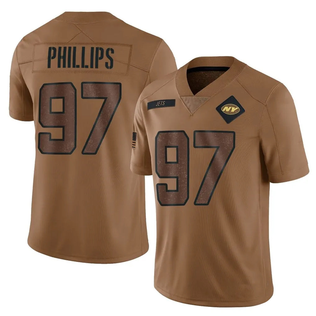 NY.Jets #97 Harrison Phillips Player Brown Salute To Service Limited Qdoa Stitched Jerseys