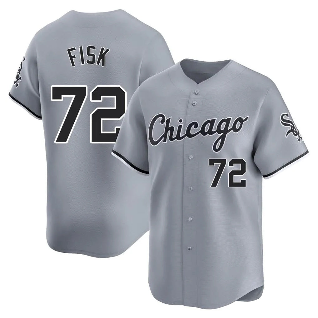 C.White Sox #72 Carlton Fisk Player Gray Road Limited Home Qdoa Stitched Jerseys