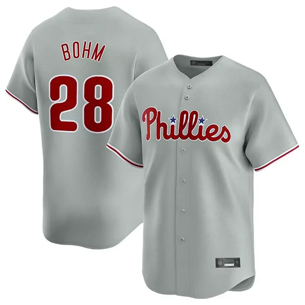 P.Phillies #28 Alec Bohm Player Gray Home Limited Qdoa Stitched Jerseys