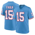T.Titans #15 Keldric Faulk Player Light Blue Oilers Throwback Home Game Qdoa Stitched Jerseys