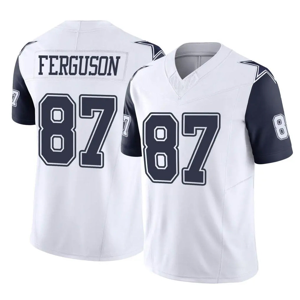 D.Cowboys #87 Jake Ferguson Player White-Navy Limited Vapor F.U.S.E. Home Game Qdoa Stitched Jerseys
