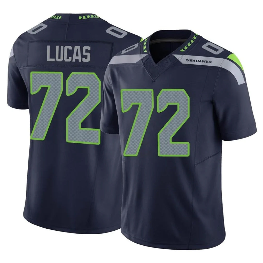 S.Seahawks #72 Abraham Lucas Player Navy Limited Vapor F.U.S.E. Home Game Qdoa Stitched Jerseys