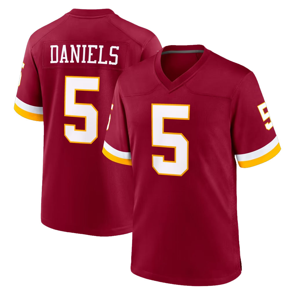 W.Commanders #5 Jayden Daniels Player Burgundy Game Home Qdoa Stitched Jerseys