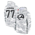 LA.Rams #77 Alaric Jackson Player Arctic Camo Salute to Service Hoodies Limited Game Qdoa Stitched Jerseys