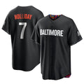 B.Orioles #7 Jackson Holliday Player Black City Connect Home Game Qdoa Stitched Jerseys