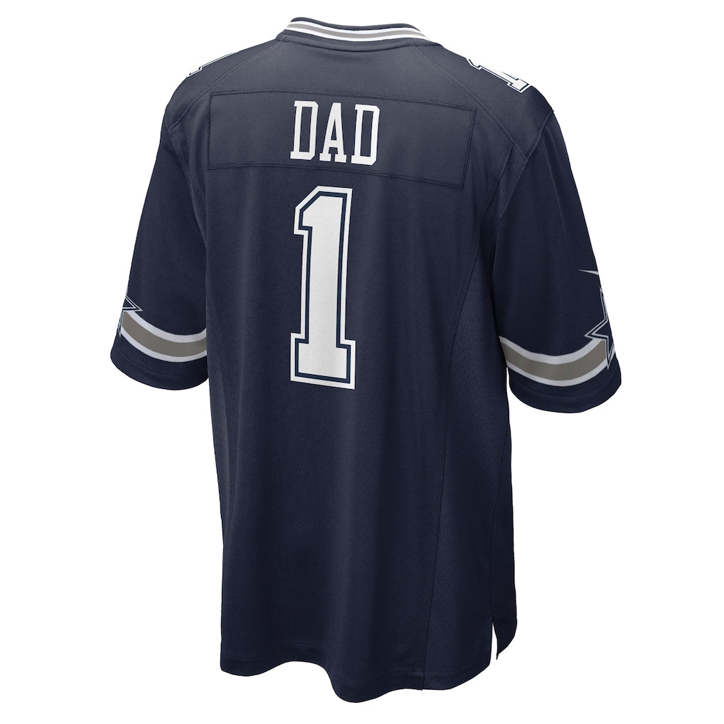 Qdoa D.Cowboys #1 Dad Navy Game Jersey