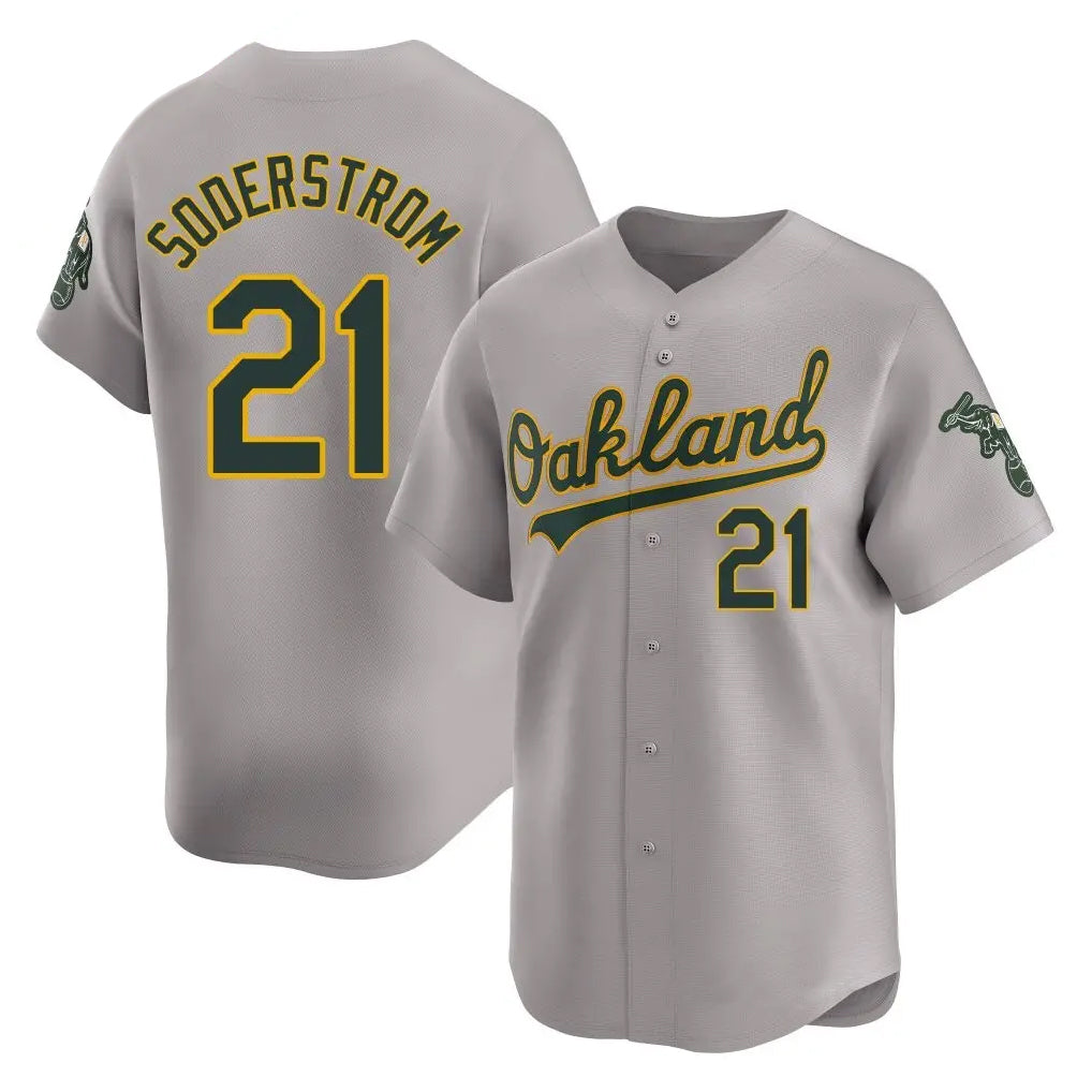 Athletics #21 Tyler Soderstrom Player Gray Road Limited Home Game Qdoa Stitched Jerseys