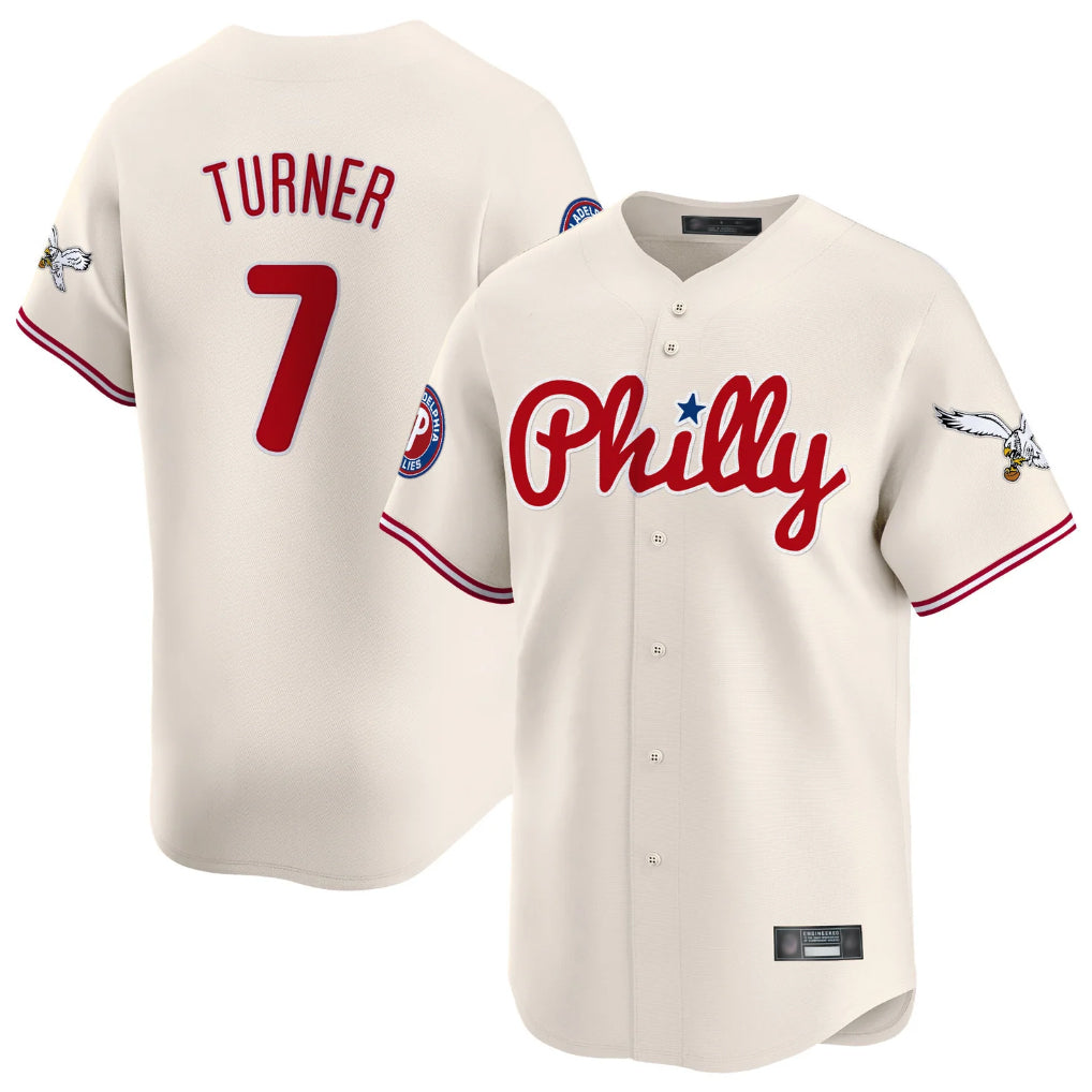 P.Phillies #7 Trea Turner Player Cream Phillies & Eagles Vapor Premier Limited Qdoa Stitched Jerseys