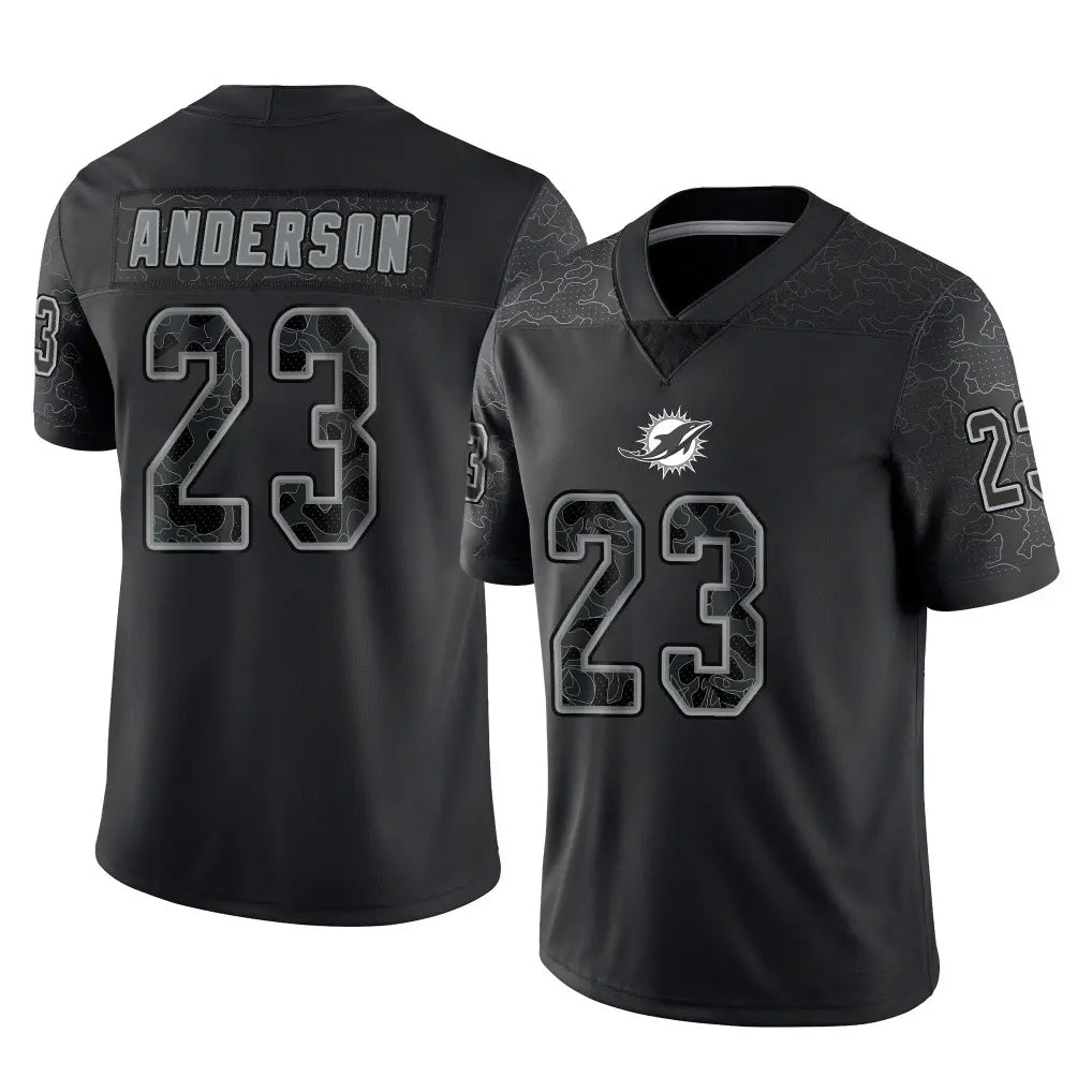 M.Dolphins #23 Zayne Anderson Player Black Reflective Limited Game Qdoa Stitched Jerseys
